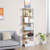 Bookshelf Storage Shelf With 5 Open Compartments Simple Modern Design White And Oak