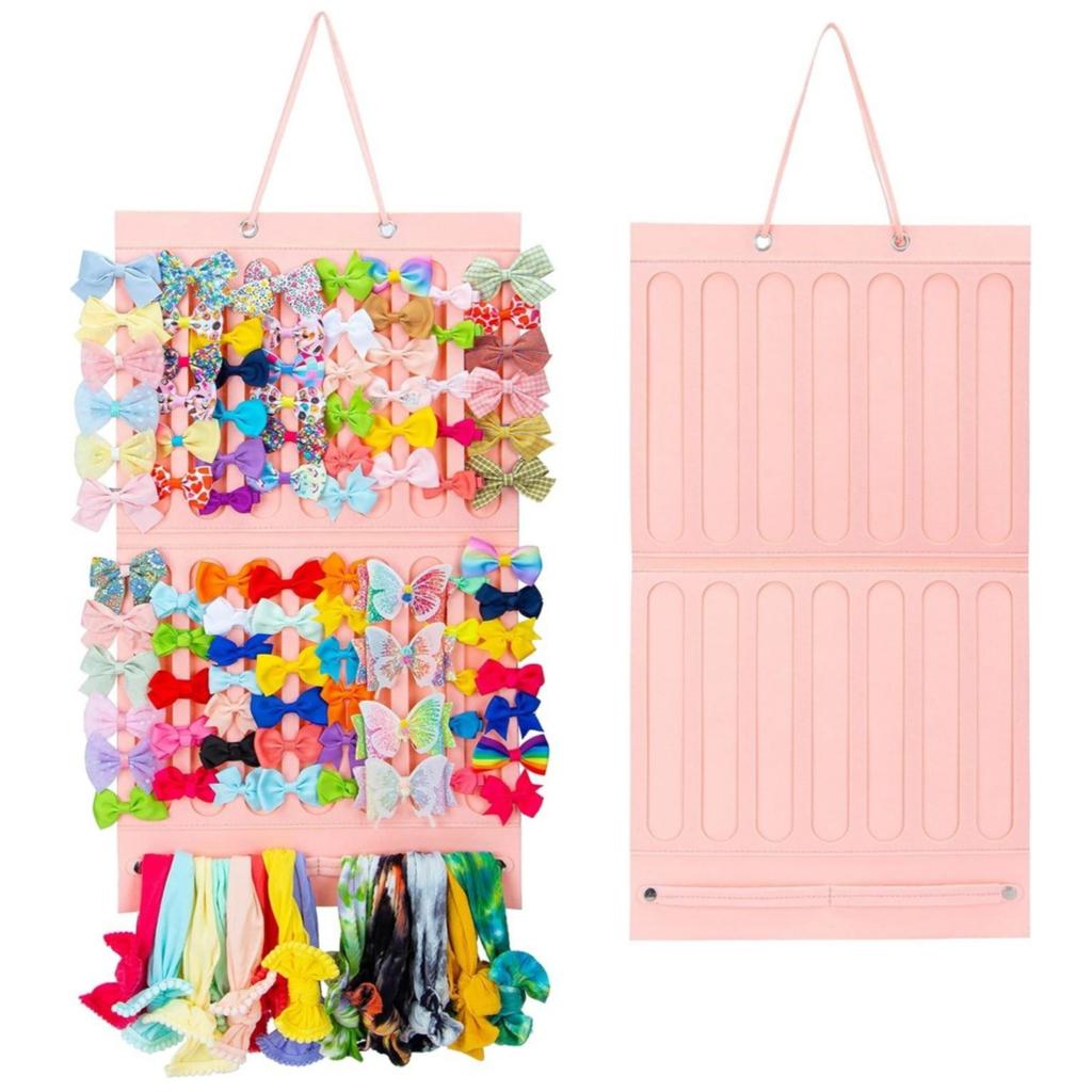 Органайзер для бантов для волос, большая вместимость, держатель для повязки на голову, настенная вешалка для хранения заколок для волос, экономящая место, настенный декор для комнаты для девочек