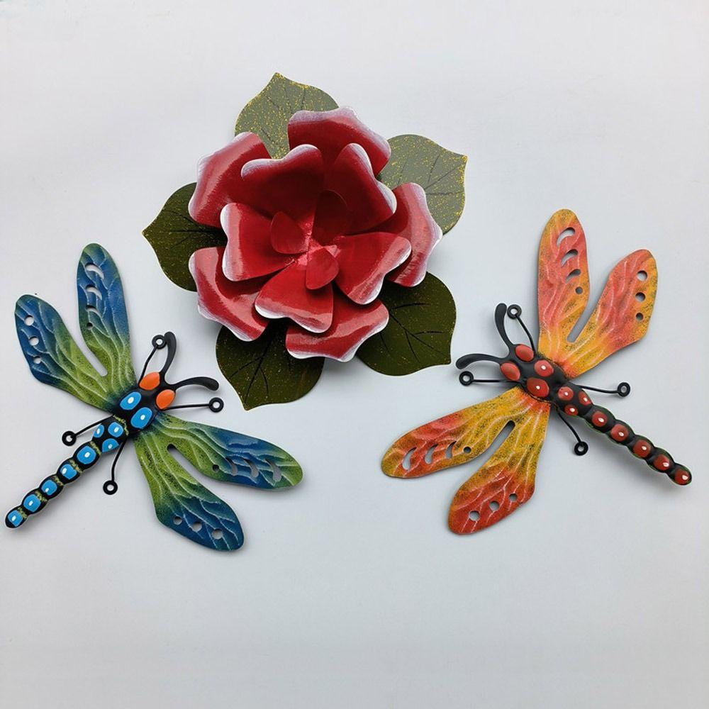 Декор для сада, двора, дома, заднего двора, скульптуры, украшения, настенное искусство с пчелами и стрекозами