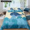 Пододеяльник с изображением китов King Queen, комплект постельного белья с изображением морских животных, водорослей, морских звезд, морских обитателей, пододеяльник из синего полиэстера