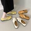 2025 новый летний дизайн, тканые универсальные туфли на плоской подошве, женские ретро полые универсальные повседневные туфли