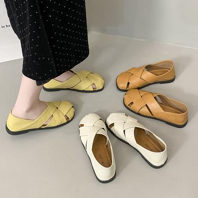 2025 новый летний дизайн, тканые универсальные туфли на плоской подошве, женские ретро полые универсальные повседневные туфли