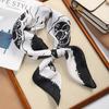 Trendy Square Silk Scarf Double Sides Black White Head Handkerchief 70*70cm Handbag Wraps Hair Scarf Female