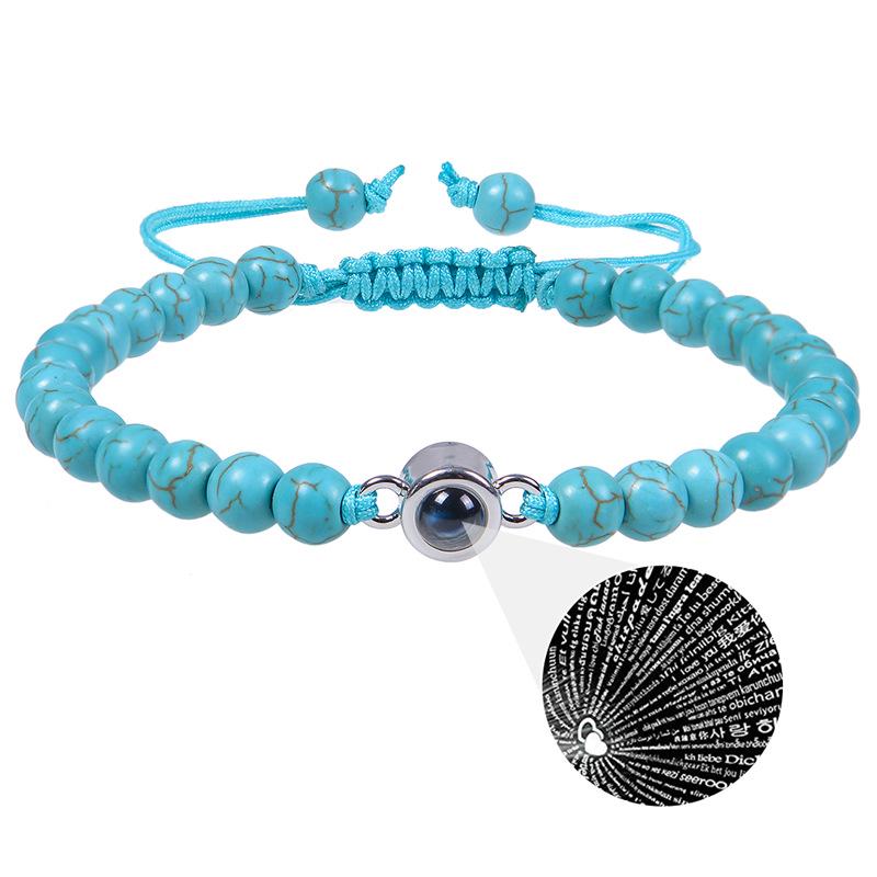 Персонализированный браслет с проекцией фотографии и надписью «Я люблю тебя» на 100 языках - Украшения из натурального камня