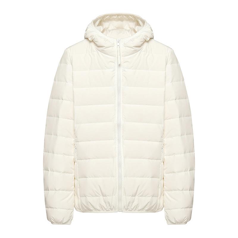 Легкая куртка-пуховик 2025 года, осенне-зимняя женская куртка с капюшоном, белый утиный пух, модная универсальная повседневная куртка для женщин