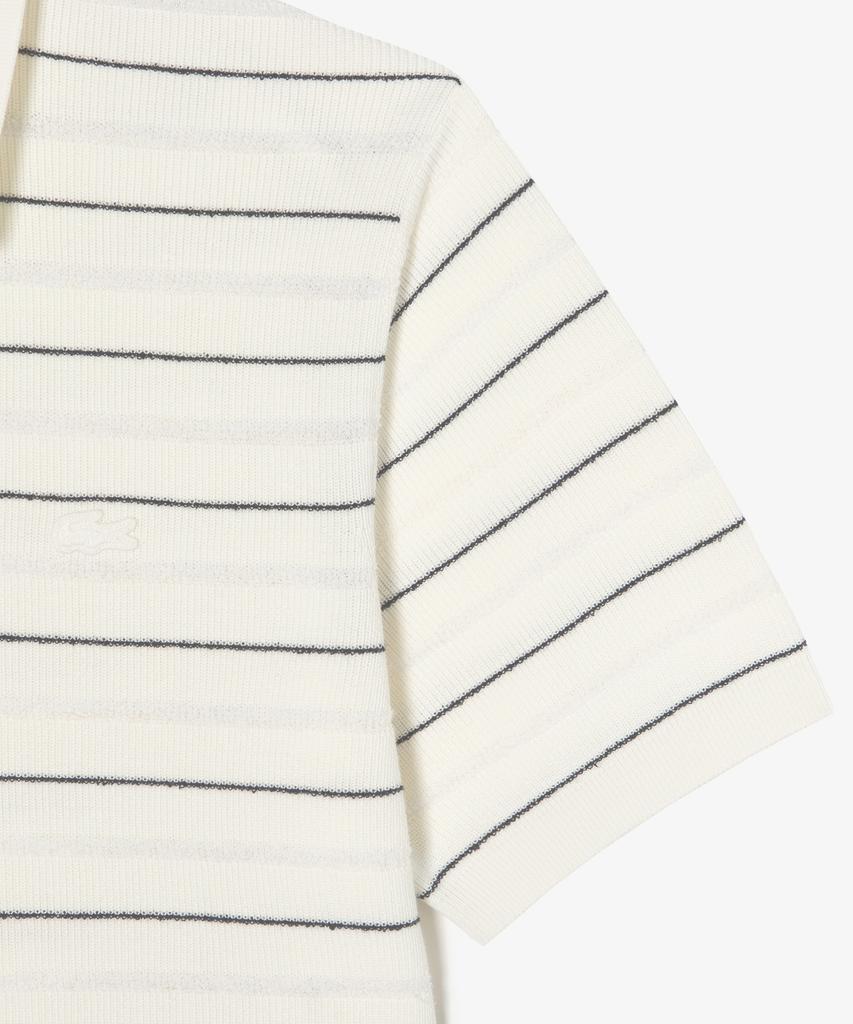 LACOSTE Men'S Pinstripe Boucle Mix Short Sleeve Sweater Polo Shirt Ph289E-56N 70V