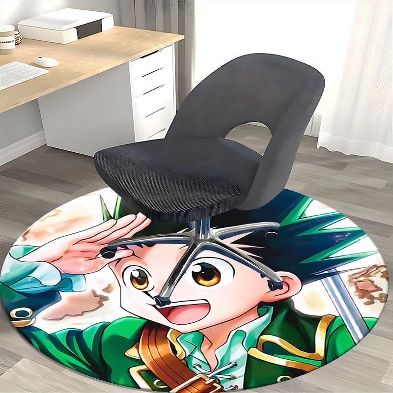 1pc Anime Cartoon Design Round Carpet - Office Chair Mat, Non-Slip Rug for Home Decor, Living Room, Bedroom, Game Room & Dormitory Flooring Gift Idea.