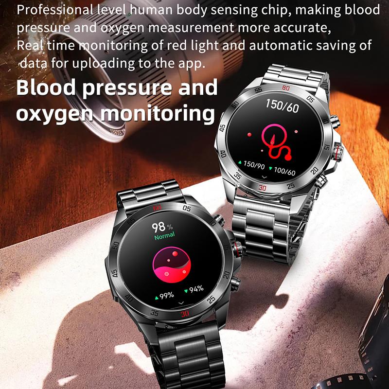 Умные часы со стальной полосой 1,43 дюйма Bluetooth спортивные часы с пульсометром браслет