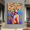 Fashion Girls Oil Pianting Printed On Canvas Abstract Colorful Brush Painting Woman Posters Prints for Living Room Decor