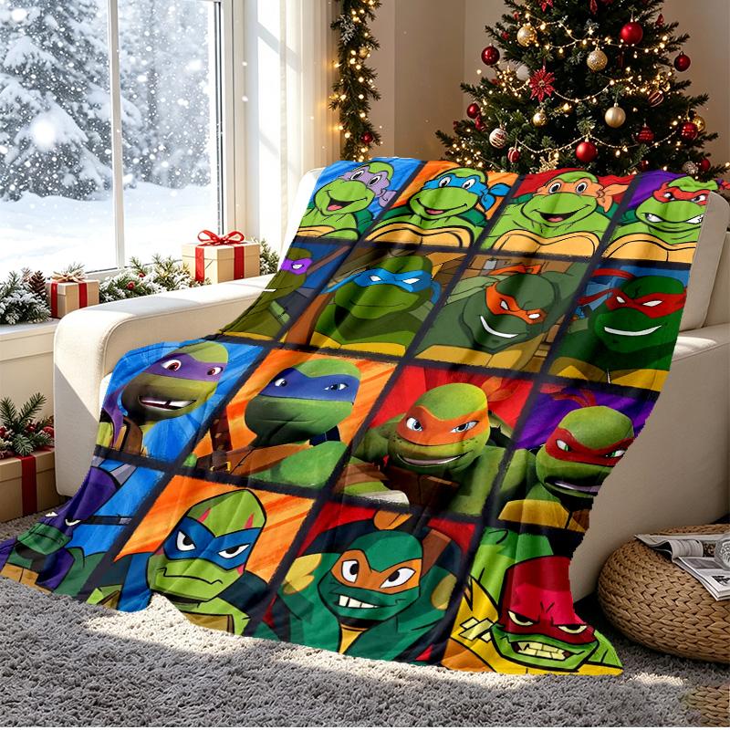 Teenage Mutant Ninja Turtles Pattern Blanket for Home Decoration, Bed, Sofa, Car Travel, Camping, Suitable for All Seasons, Birthday Christmas Gift