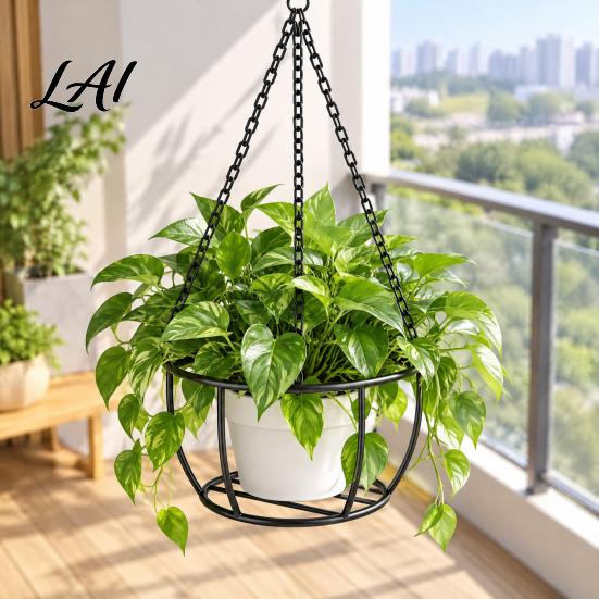 Vertical Gardening Supplies Iron Hanging Basket for Plants Heavy Duty Metal Flower Pot Space Saving Railing Planter Holder Wall Mounted Stand