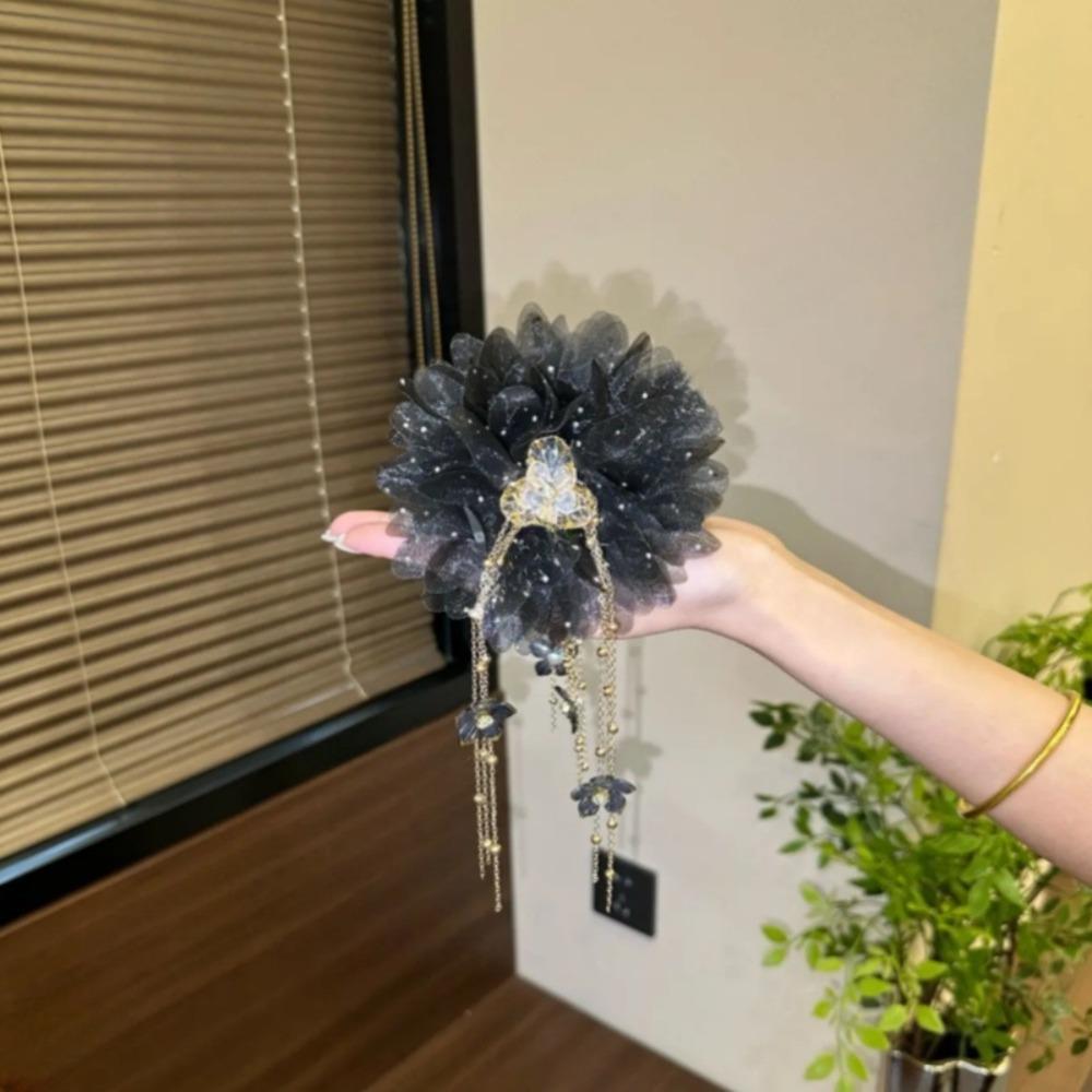 Temperament Peony Flower Grasping Clip Tassel Plastic Shark Clip Sequin Hair Clip Hair Accessories