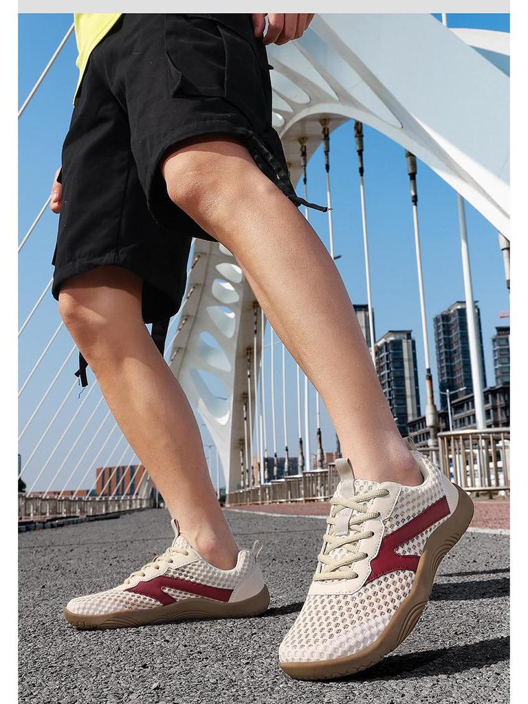 Мужские сетчатые кроссовки для бега с широким носком - Весна/Лето 2026, Дышащие, Мягкая подошва, Большой размер, Стиль босоногой