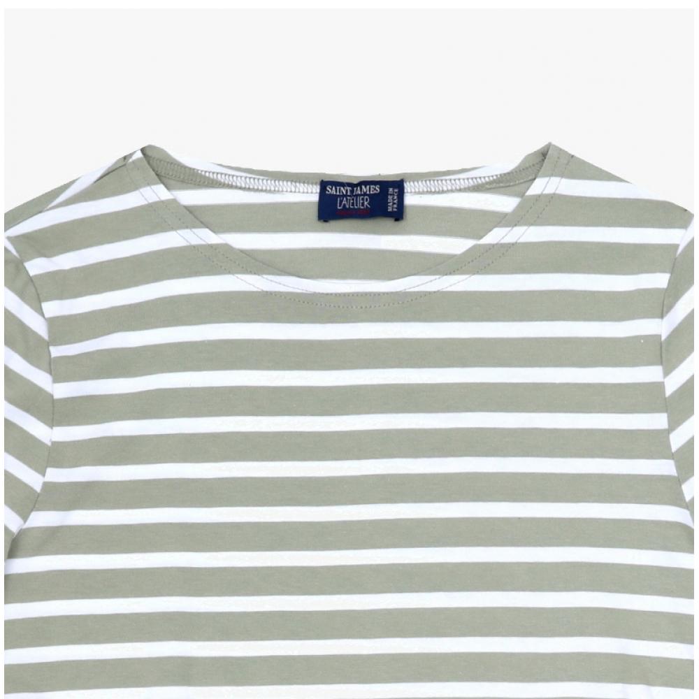 Saint James Унисекс Футболка с длинным рукавом Modern Stripe 9858 Миндаль Снег