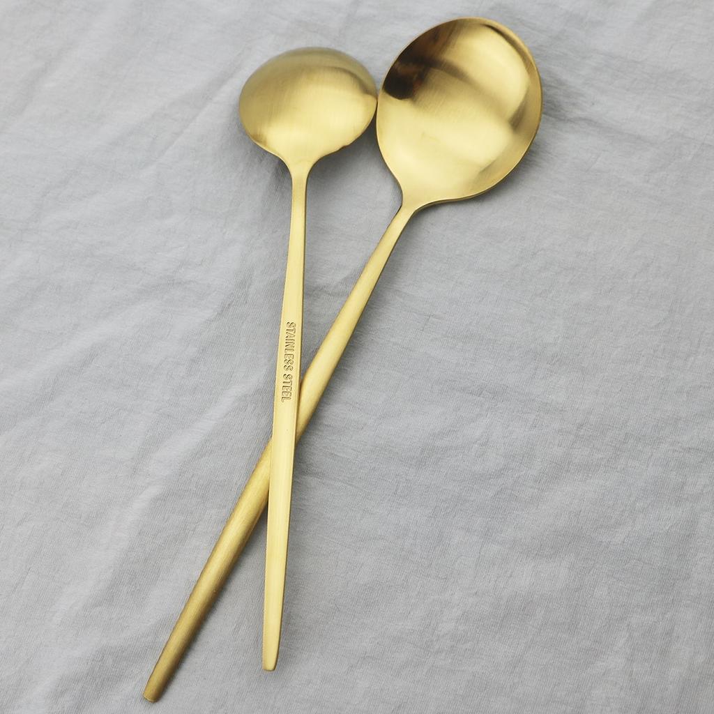 6Pcs/Set Gold Dinnerware Spoon Set Stainless Steel Cutlery Set Dinner Set Coffee Tea Spoon Tableware Home Kitchen Silverware Set