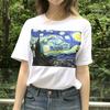 Hillbilly Starry Night Van Gogh Art White Cotton T Shirt Over Size Women S Cotton Digital