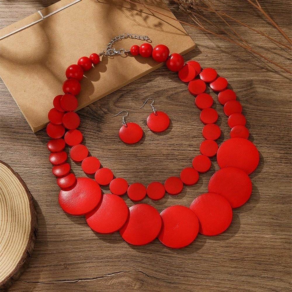 Chunky Necklace Earrings Set Necklace Round Necklace Fashion Jewelry Set Beach