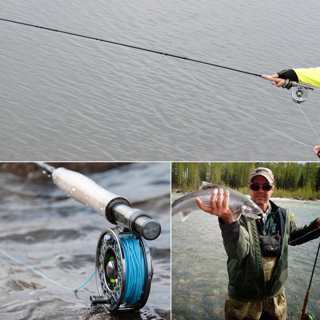 Комбинированная удочка и катушка нахлыстом Портативная удочка нахлыстом с катушкой из алюминиевого сплава для ловли форели
