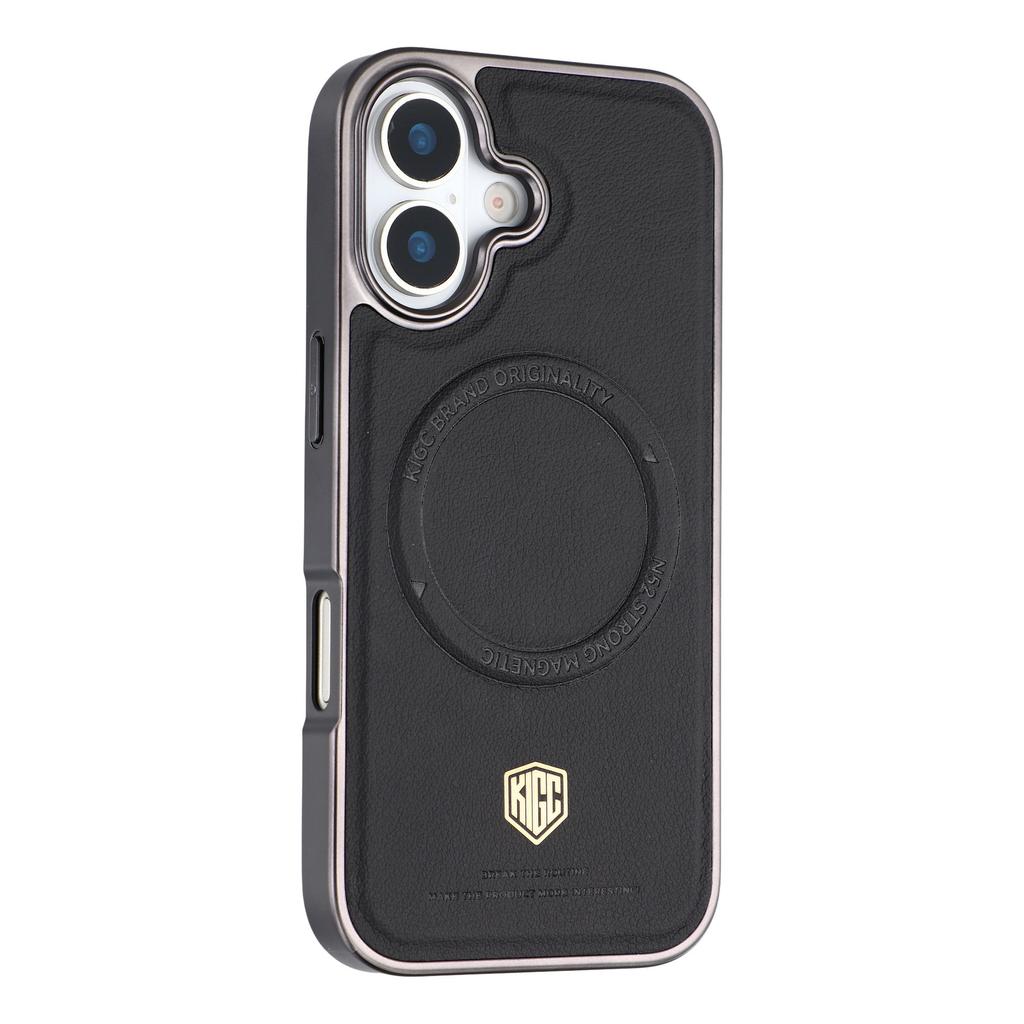 KIGC For iPhone 17 Case Compatible with MagSafe PC + TPU + PU Electroplating Phone Cover