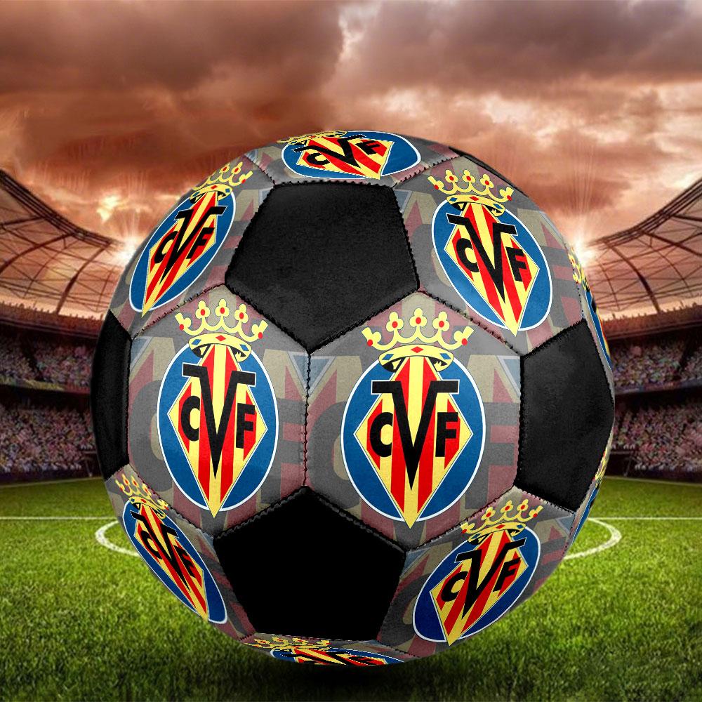 Villarreal CF Size 5 Soccer Ball, Machine-Stitched PVC, Durable & High Bounce, All Ages Fit, fan merchandise, matches & outdoor use.