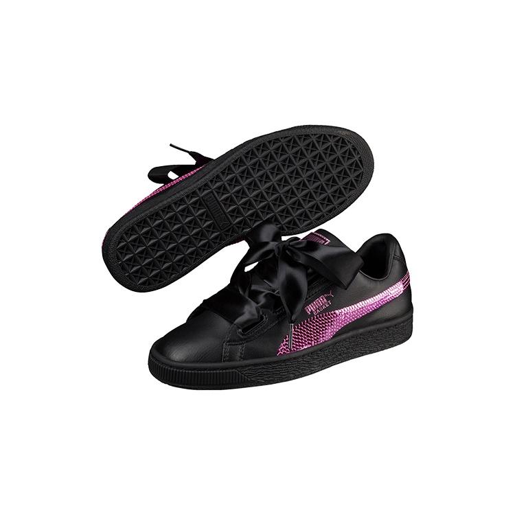 PUMA Basket Heart Bling K Shoes Black/Purple Kids' 366847-01
