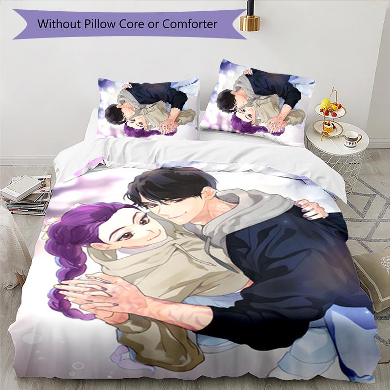KPOP Hunter 3pcs Bedding Set Duvet Cover Closure Includes 1 Duvet Cover & 2 Pillowcases for All Seasons Bedroom Home Dorm Decor