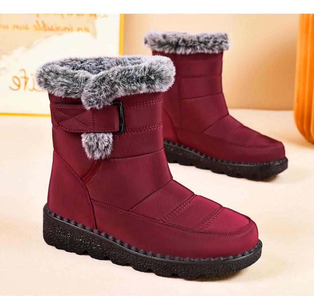 Женские хлопковые ботинки на флисовой подкладке, увеличивающие рост - Толстая подошва, Большой размер, Зимняя обувь из полиуретана