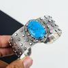 Natural Tibetan Turquoise Gemstone Handmade 925 Sterling Silver Cuff Bangle, Tibetan Turquoise Bangle,For Wife, Unisex Bangle, Gifts For Mom