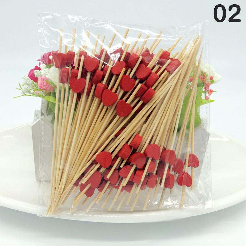 Одноразовые бамбуковые шпажки для еды Шведский стол Кекс Вилка для фруктов Торт для вечеринки Десерт Салат Овощные палочки Зубочистка Шпажка