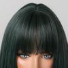 HAIRCUBE Длинные прямые темно-зеленые синтетические парики Косплей волосы с челкой Женские парики Ежедневное использование Термостойкие парики