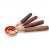 In-Stock Rose Gold & Walnut Wood Handle Measuring Spoons and Cups Set