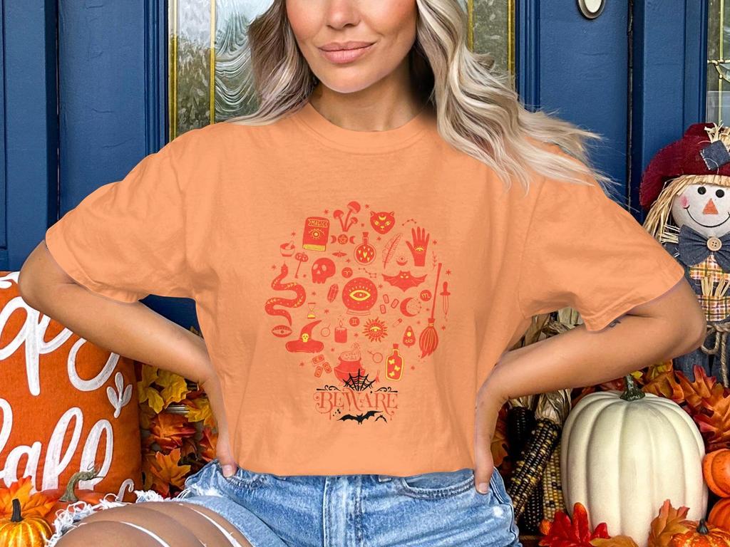 Witchy T-Shirt, Occult Symbols Graphic Tee, Bewitching Mystical Celestial Witchcore Magic Halloween Shirt Gift