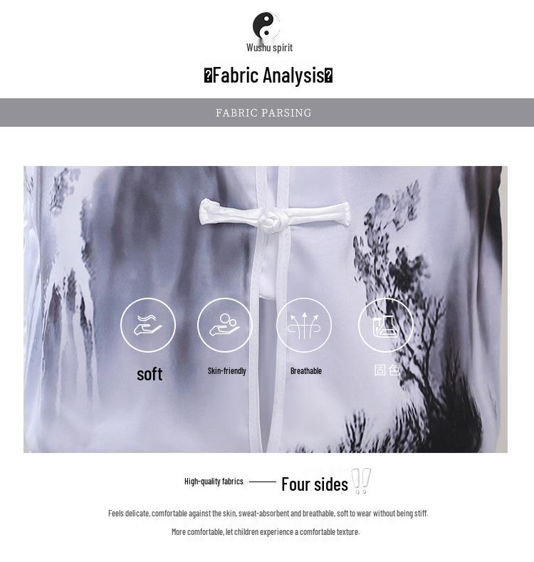 Детский костюм для выступлений по ушу и тайцзи - Идеально подходит для выступлений с китайским кунг-фу с веером для детей от детского сада до средней школы.