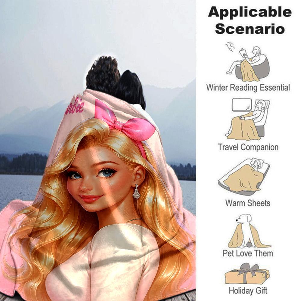 1 шт. Фланелевое одеяло Barbie, мягкий теплый плед для дома, офиса, путешествий, уютное постельное белье на все сезоны, подарок L1197