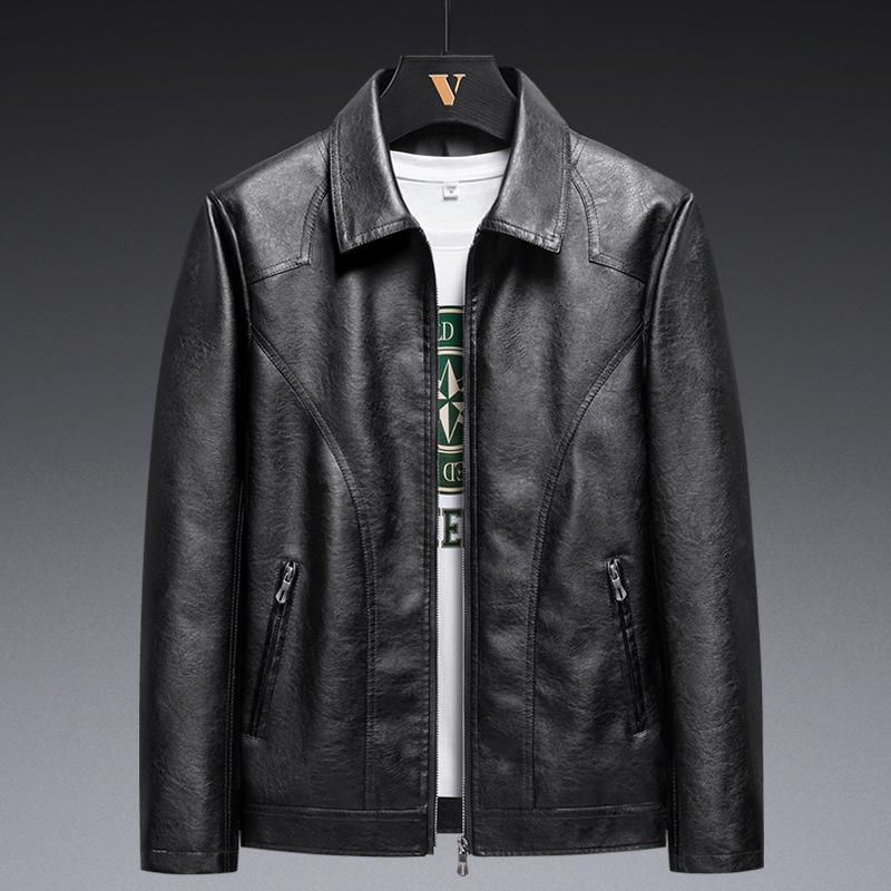 Осенняя мужская кожаная куртка с лацканами, корейская мужская кожаная куртка из искусственной кожи, кожаная куртка больших размеров, мужская