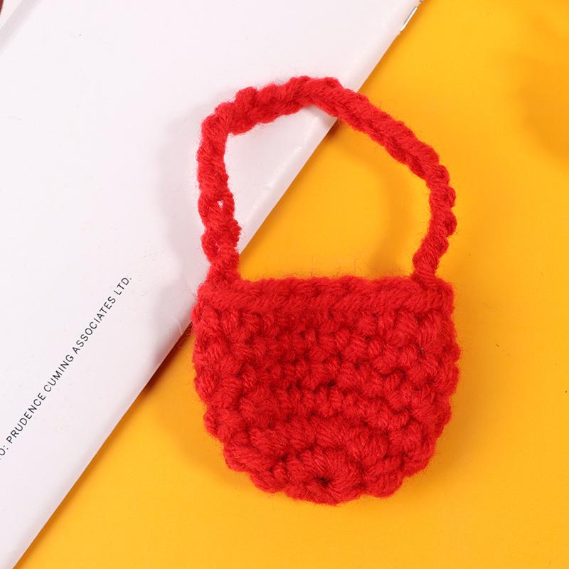 1:12 Miniature Knit Sweater Model Woven Plush Shoulder Bag Model Doll Accessories Dollhouse Toys
