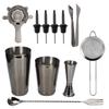 11Pcs/Set Multifunction Stainless Steel Cocktail Shaker Tools Set Bar Bartender SuppliesBlack