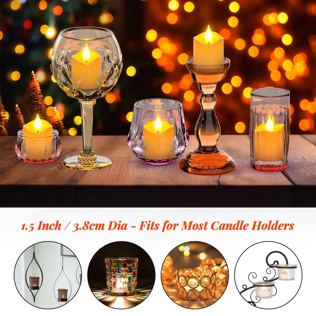 PChero Candle Lights, USB-C Rechargeable LED Candles, Timer Function, Energy-Saving, Power Outage Safe, Remote Control Included, Warm White Light,