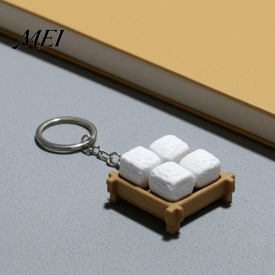 Decompression Keychain Moldy Tofu Keyboard Fidget Toy, 3D Printed Tray Finger Portable Stress Reliever Clicker, 4-in-1 Push Button Pendant for Relief