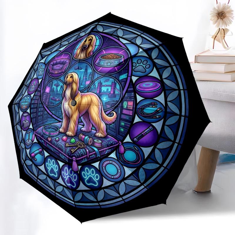 Cybernetic Canine Kingdom pattern umbrella, portable and foldable design, 8 ribs, a casual accessory for Halloween, Christmas, and birthday gifts.