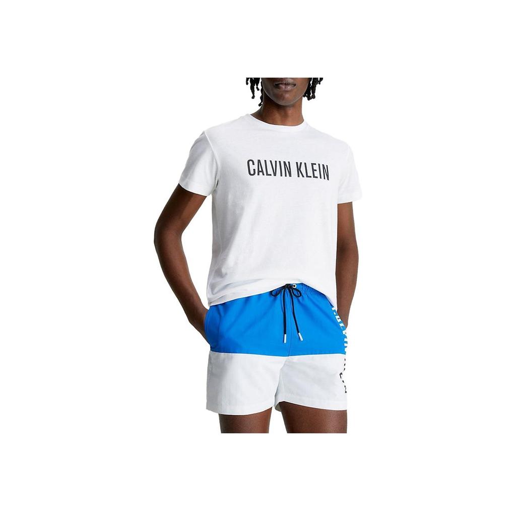 Calvin Klein Повседневная мужская футболка с круглым вырезом и принтом логотипа Белая KM00836-YCD