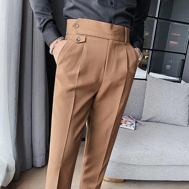 Spring Men's Suit Pants Fashion Business Casual Slim Dress Pants Men's Street Wear Social Formal Pantalon Clothing