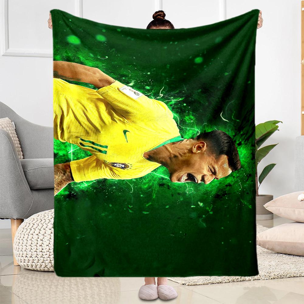Brazilian Football Star Blanket Durable Comfort Suitable for Couch Office Chair Sofa for All Occasions Modern Best Holiday Gift for Friends Family