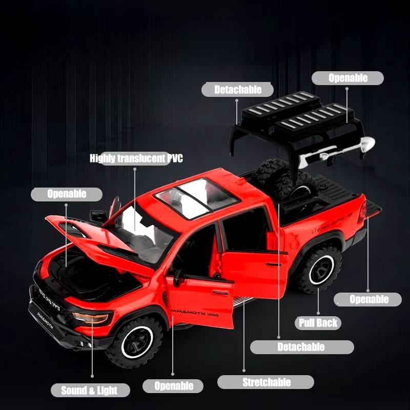 New 1:32 Full Scale Pickup Toy Car Miniature Die-cast Metal Off-road Vehicle High Quality Alloy Model Pull Back Sound Light Collection Gift Boy Toy