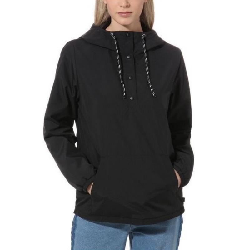 Vans On Point Anorak ветрозащитная клетчатая куртка с капюшоном женские куртки черные VN0A47U4BLK