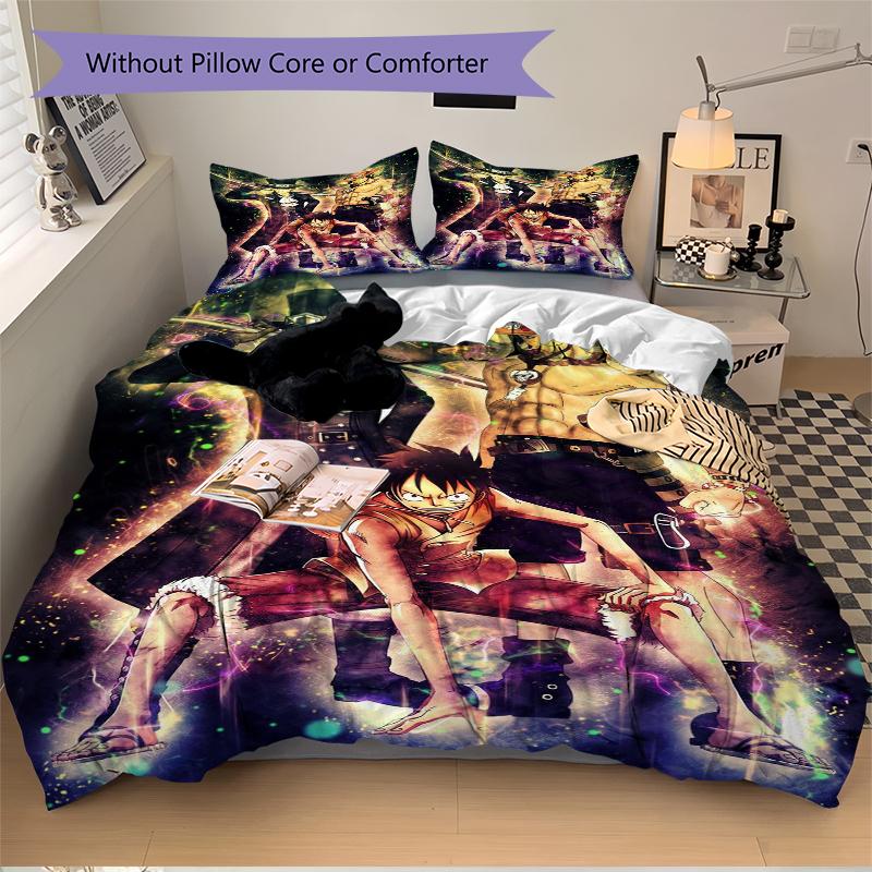 3Pcs One Piece Adventure Bedding Set Soft Fabric Duvet Cover Pillowcases Home Christmas Xmas Halloween Gift 1 Duvet Cover 2 Pillowcase L1157