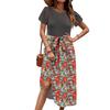 Women's Casual Cute Pattern Print Round Neck Midi Dress Basic Classic Outdoor Everyday Short Sleeve Loose Dress