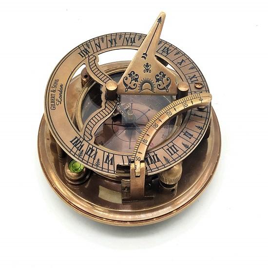 8,89 см латунный компас с солнечными часами уникальный подарок элегантности с солнечными часами, копия часов корабля, коробка