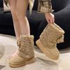 Женские ботильоны на платформе с мехом, теплые хлопковые туфли, зима 2025, новые короткие плюшевые кроссовки, повседневные спортивные дорожные ботинки Mujer