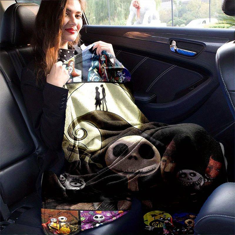 1pc Jack Skellington Printing Flannel Blanket Ideal for Travel Sofa Beds and Home Decor Ideal Birthday or Holiday Gift Available for All Sea